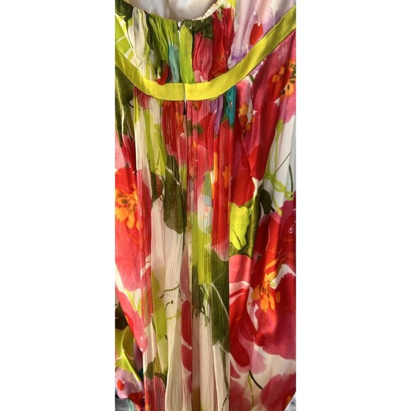 Cache Vintage Women's Floral Strapless SILK Bubble Dress Empire Waist Tropical - Picture 6 of 8